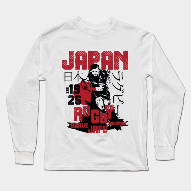 JRFU Japan Rugby Union Brave Sakuras Fan Memorabilia Long Sleeve T-Shirt by CGD